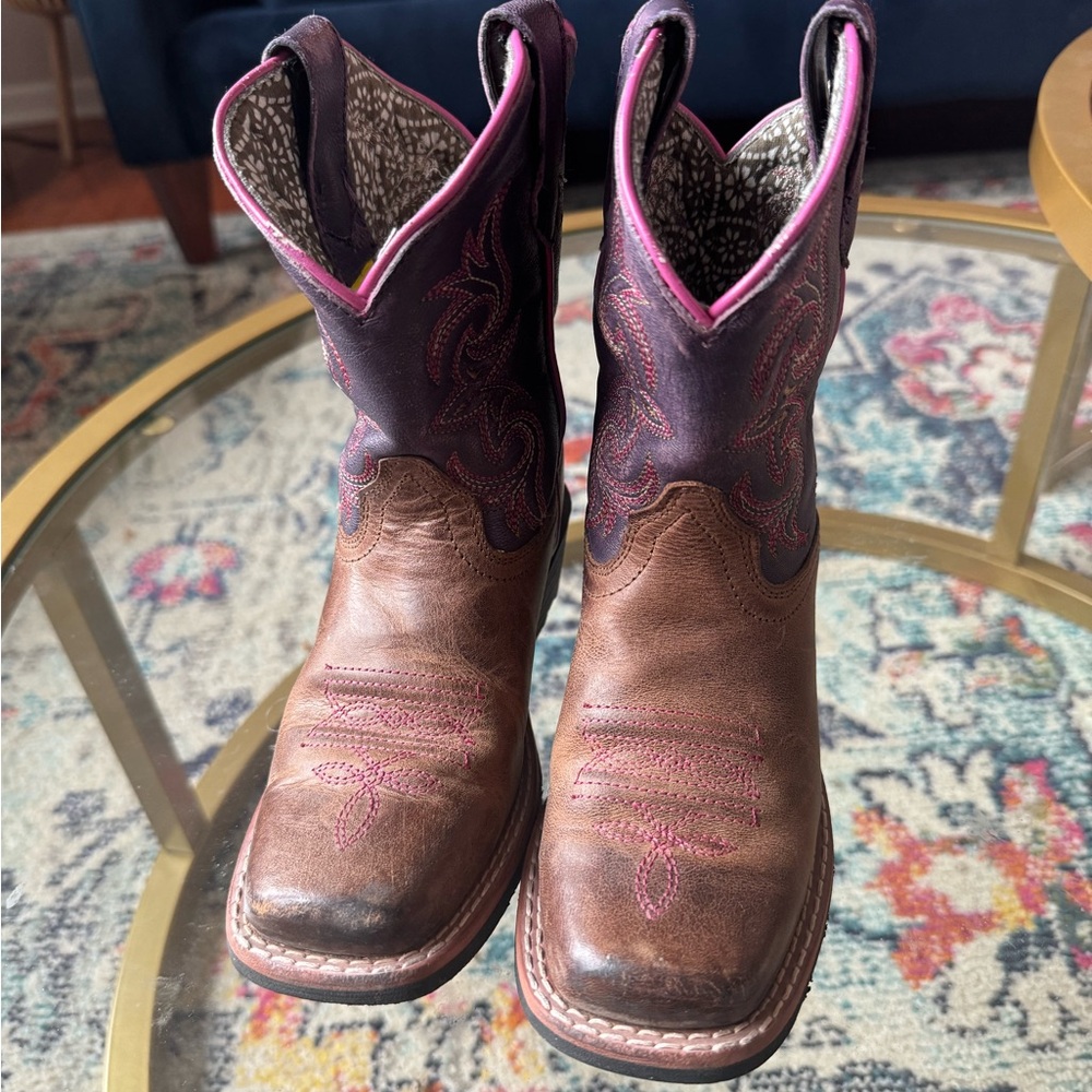 Girl’s Brown and Pink Western Boots